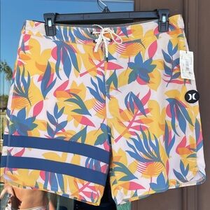 Hurley Phantom Blue/Yellow/Pink Hawaiian Board Shorts